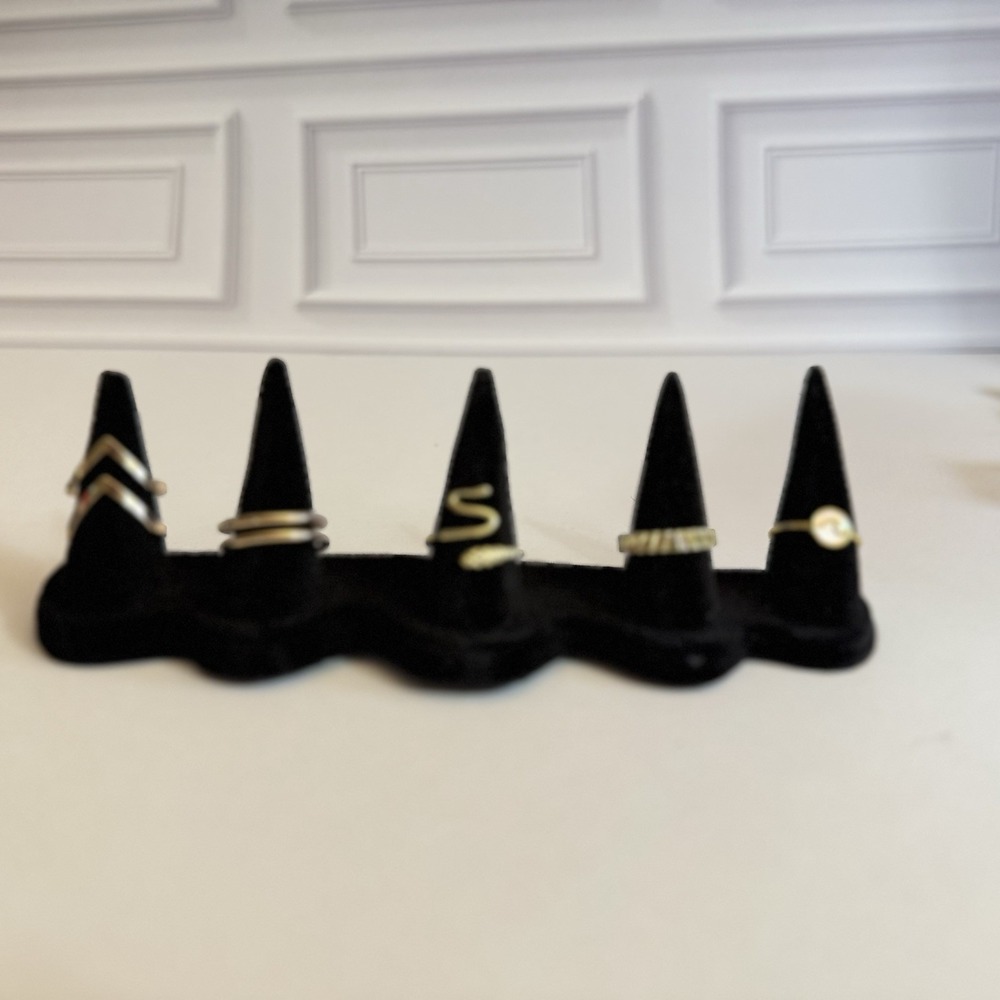 Lovely! Lot 5 Vintage Snake Geometric Rings Gold Tone MCM Band Size 7 - Picture 2 of 7